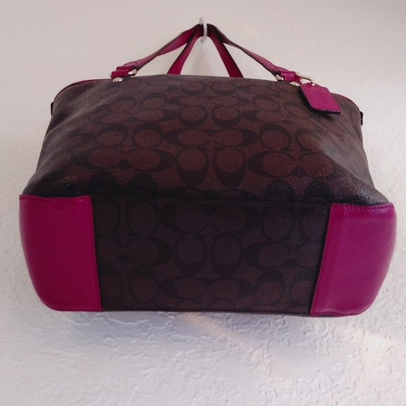 Coach Signature Zip Top Tote F34603 Purple Pink - Picture 5 of 9